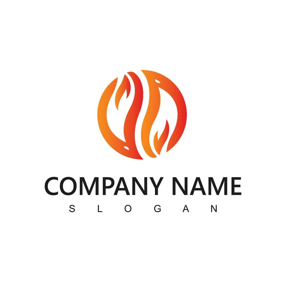 Fire Flame Logo Design Template. Creative Circle Burn Fire Logo Concept Icon vector