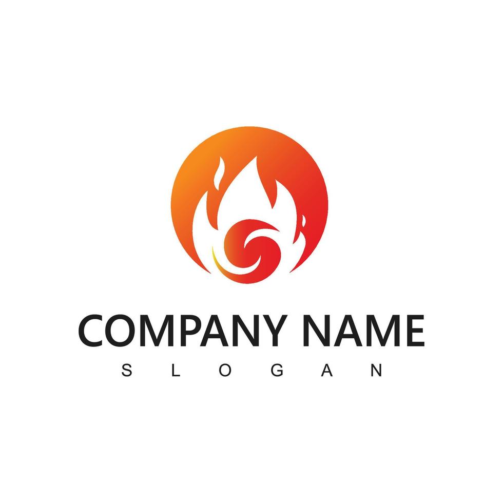 plantilla de diseño de logotipo de llama de fuego. círculo creativo quemar fuego logo concepto icono vector