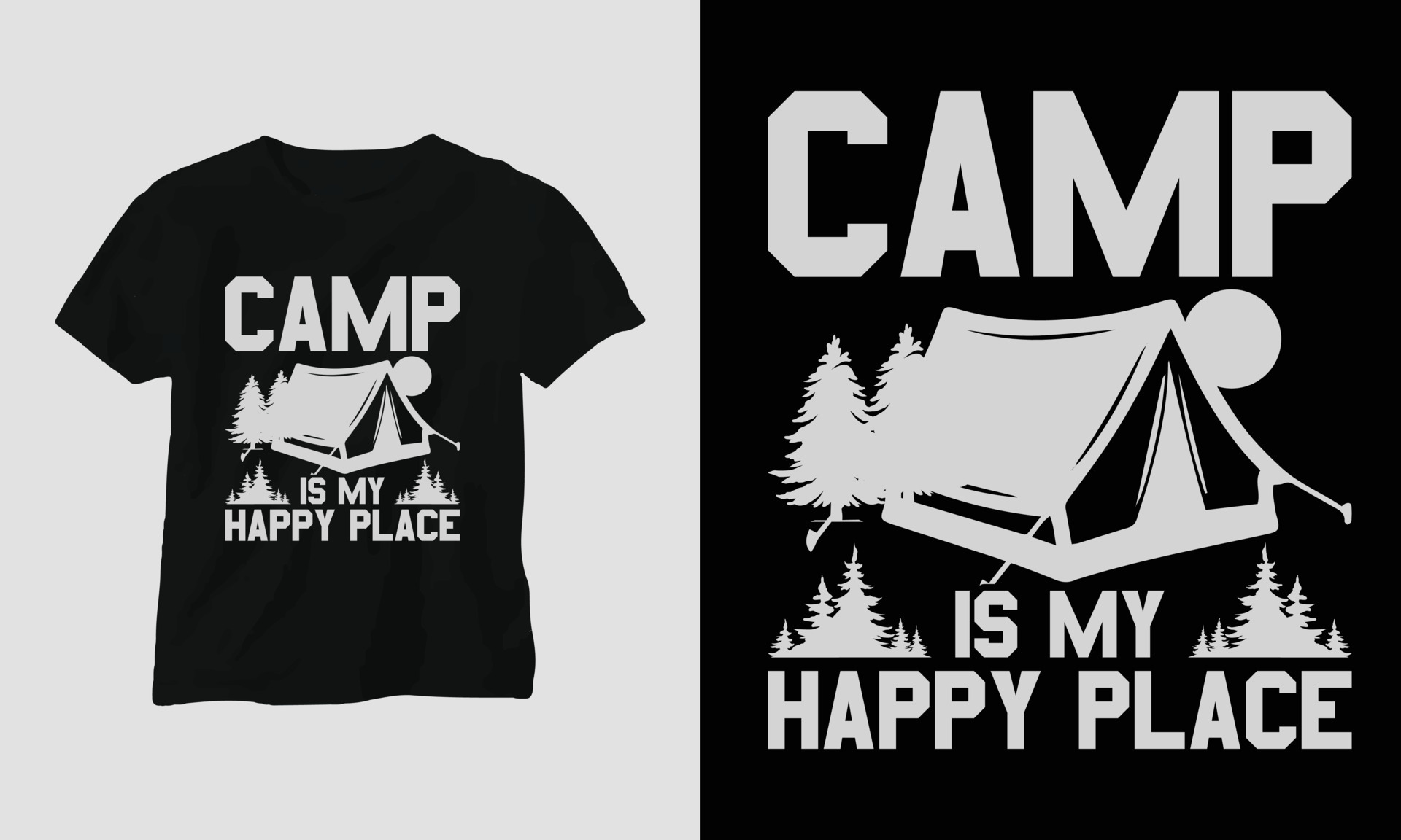 Camp is my happy place Camping Tshirt Design 12256976 Vector Art at