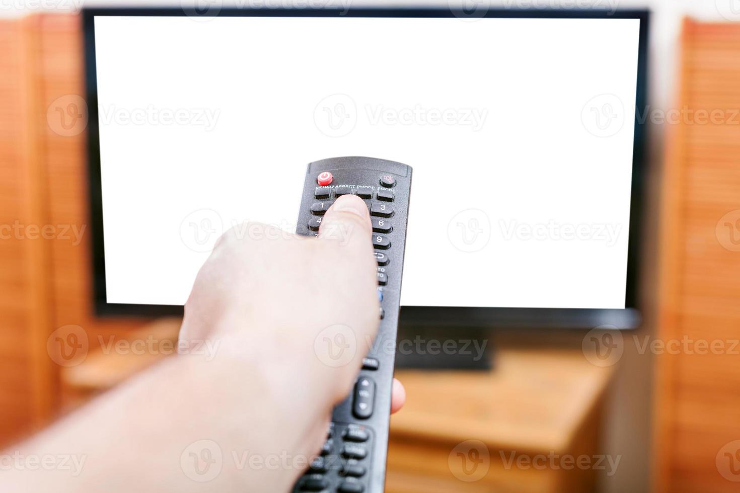 turn on TV with cut out screen by remote control photo