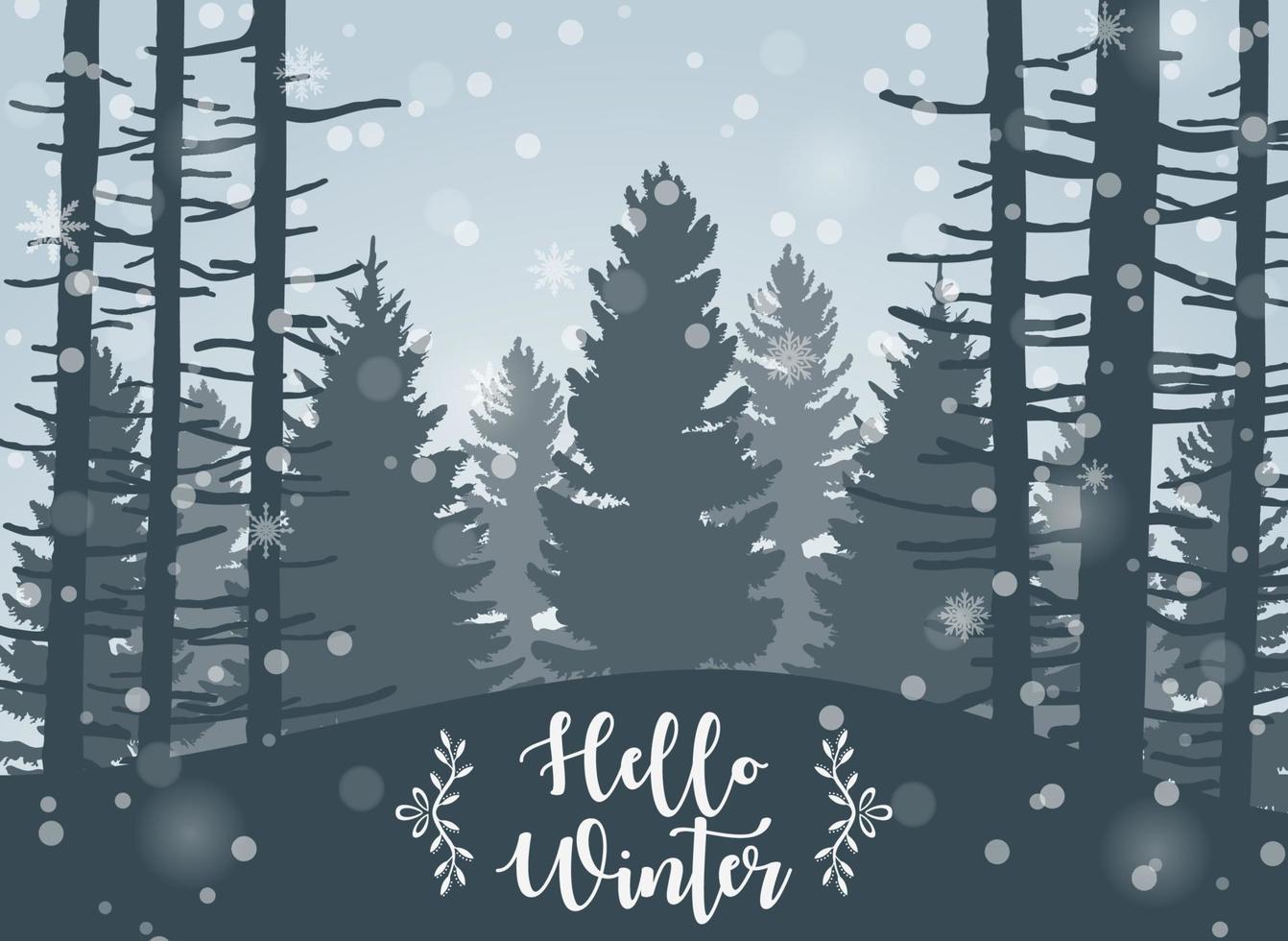 Happy Winter with Forest Landscape Background vector