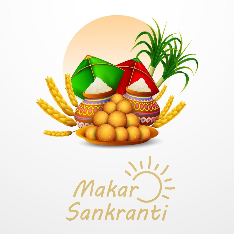 Happy Makar Sankranti greeting card vector