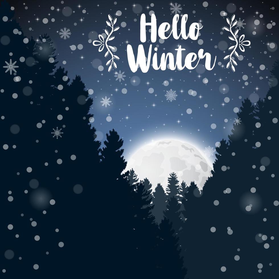 Happy Winter with Forest Landscape Background vector