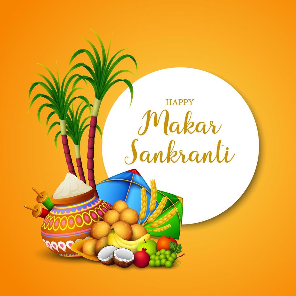 Happy Makar Sankranti greeting card vector