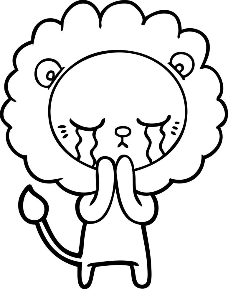 crying cartoon lion vector