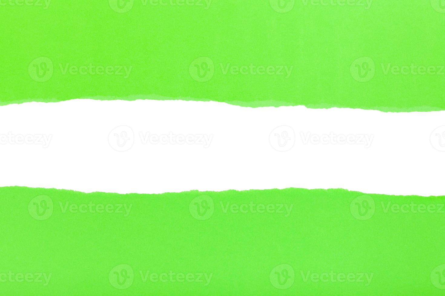 divided halves of the sheet of green ripped paper photo