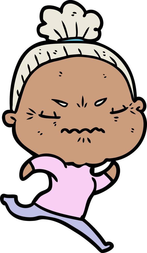 cartoon annoyed old lady vector