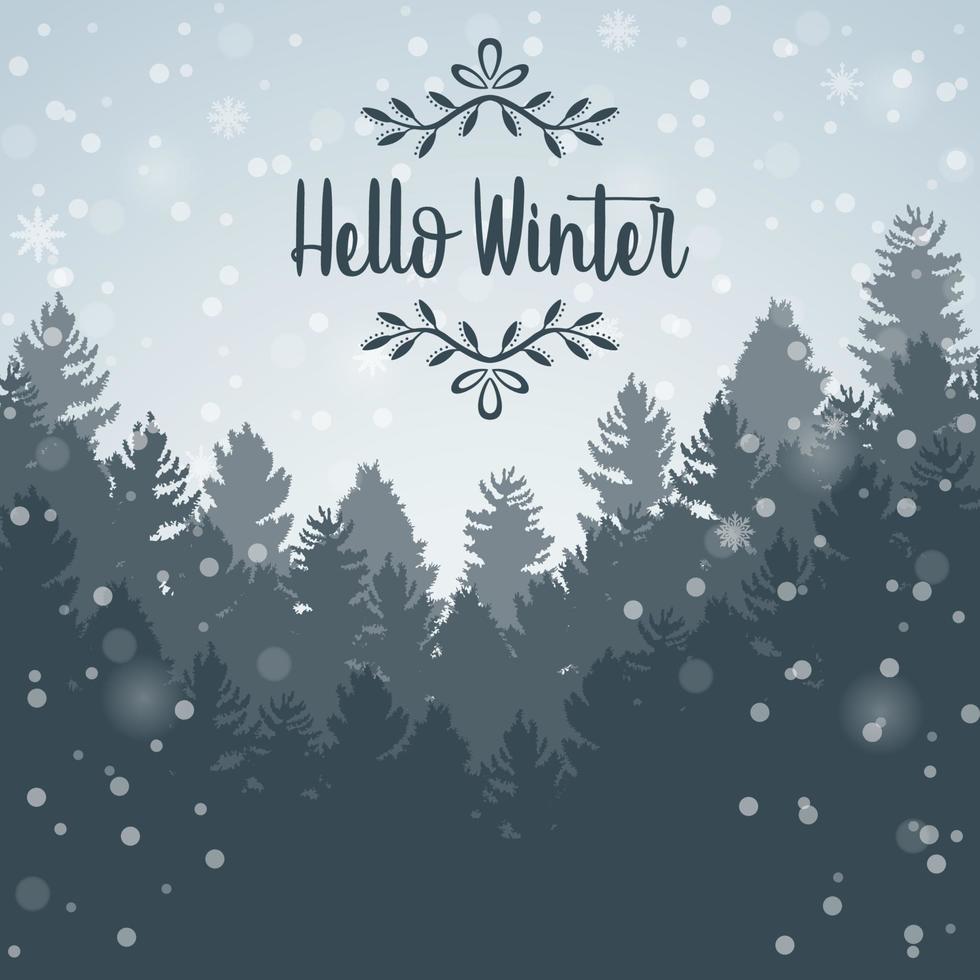Happy Winter with Forest Landscape Background vector