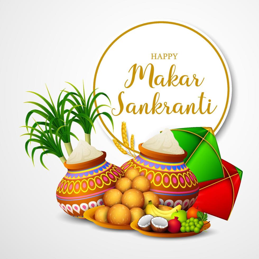 Happy Makar Sankranti greeting card vector