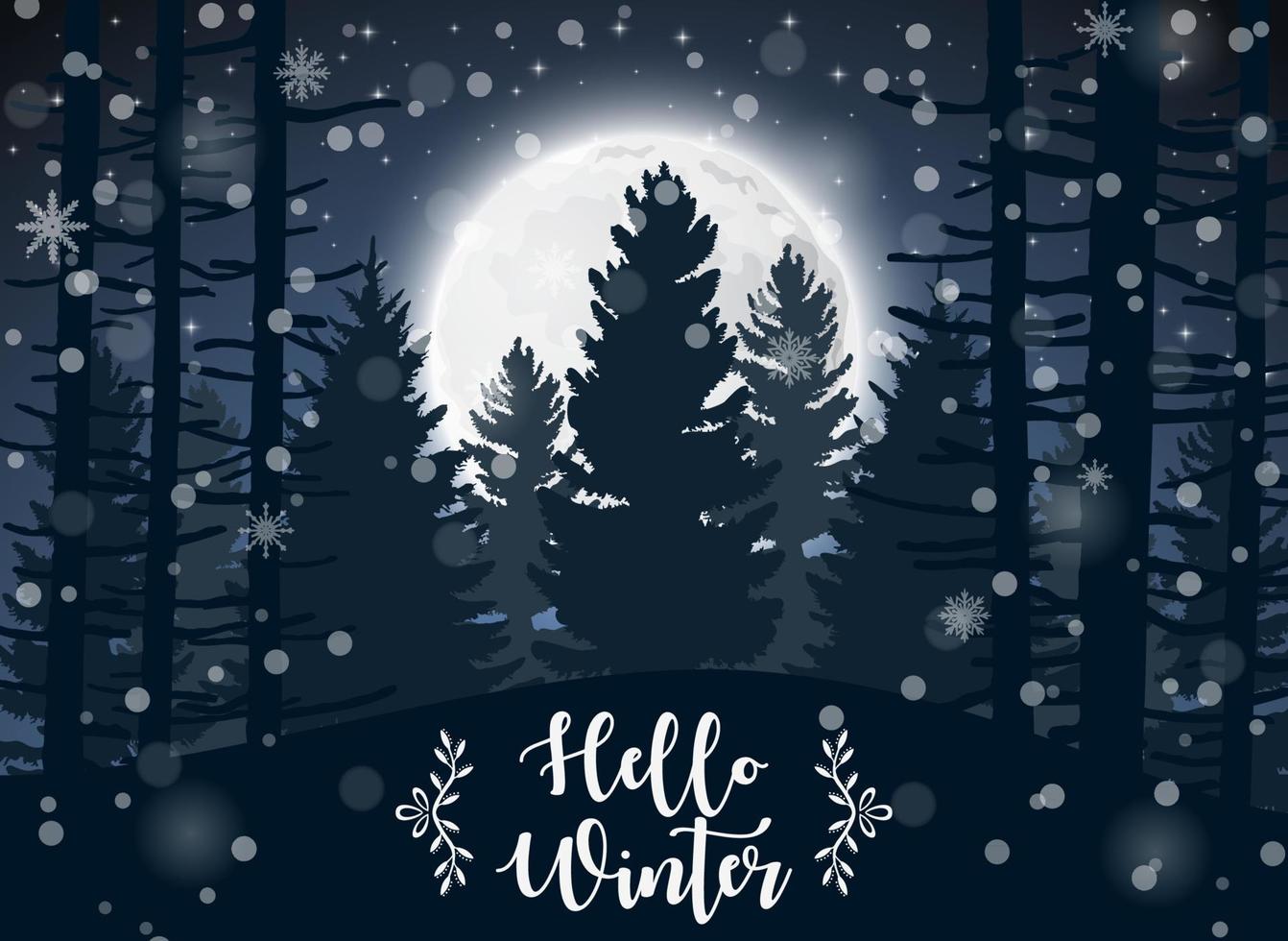 Happy Winter with Forest Landscape Background vector