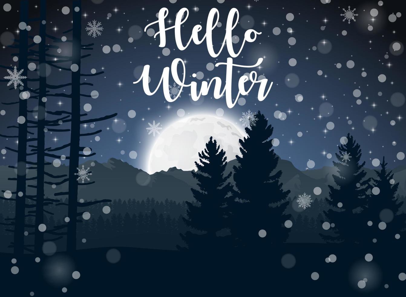 Happy Winter with Forest Landscape Background vector