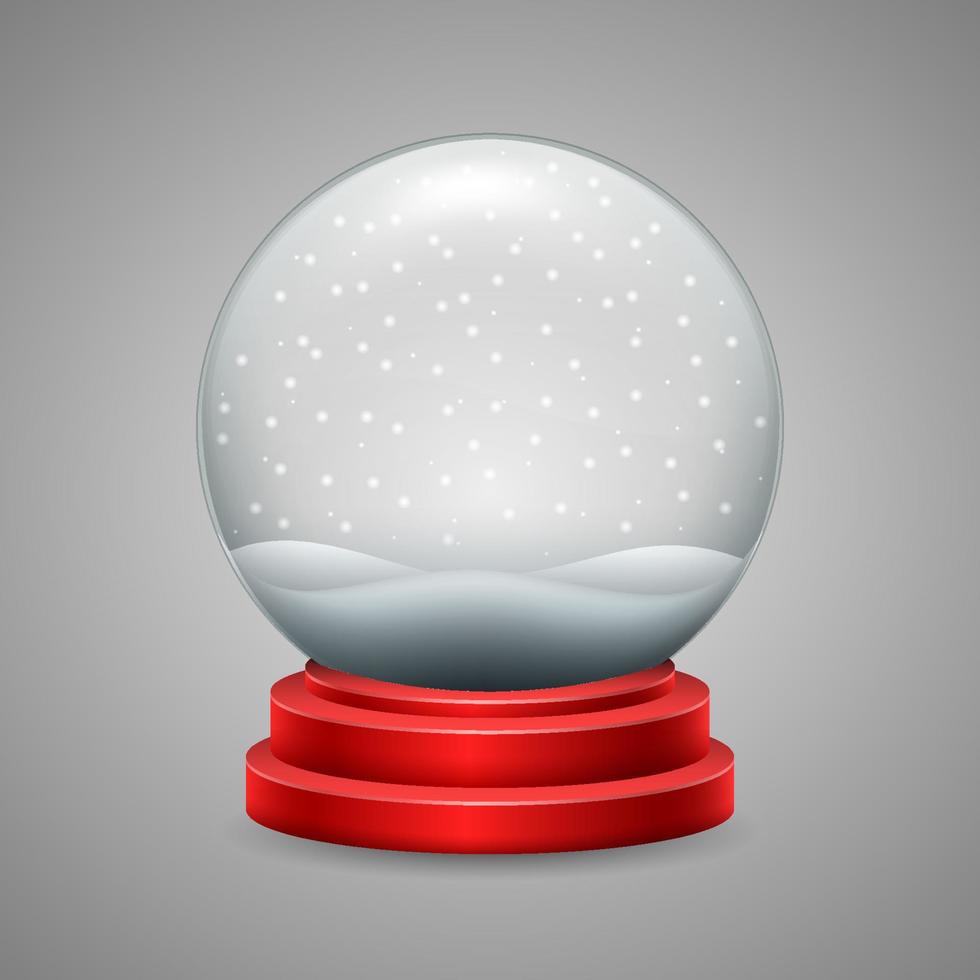Christmas snow globe with snowfall vector