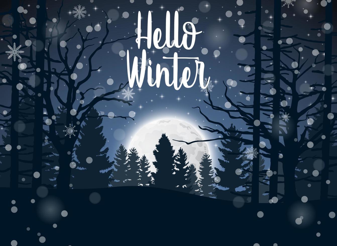 Happy Winter with Forest Landscape Background vector