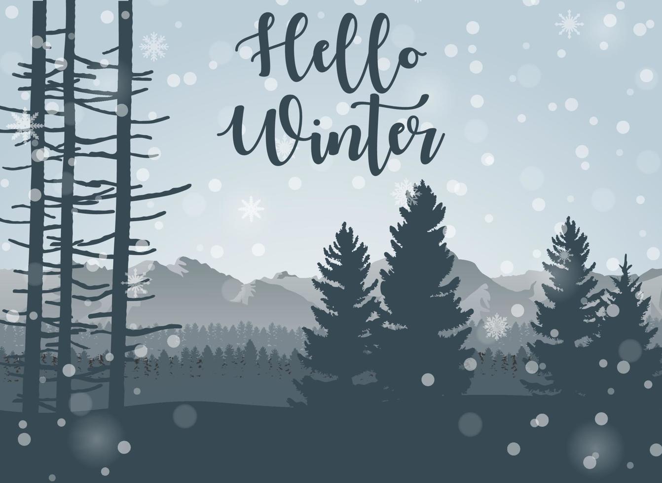 Happy Winter with Forest Landscape Background vector