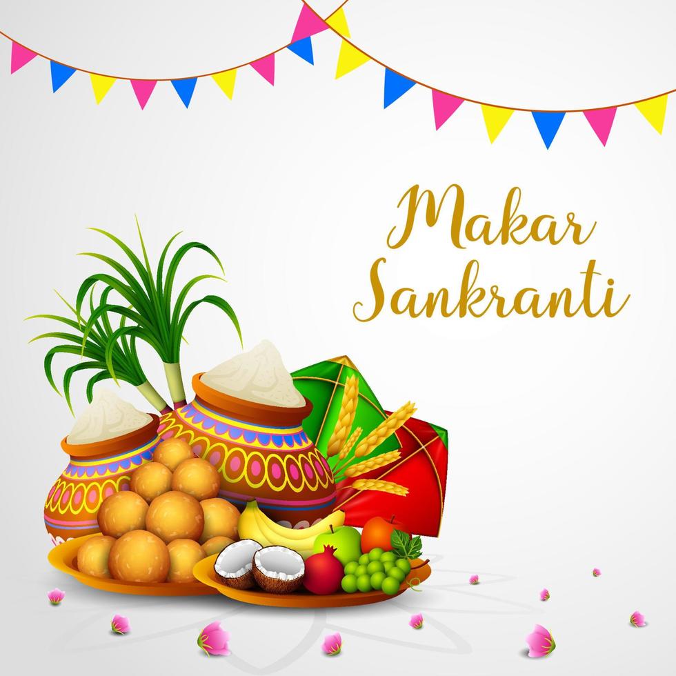 Happy Makar Sankranti greeting card vector