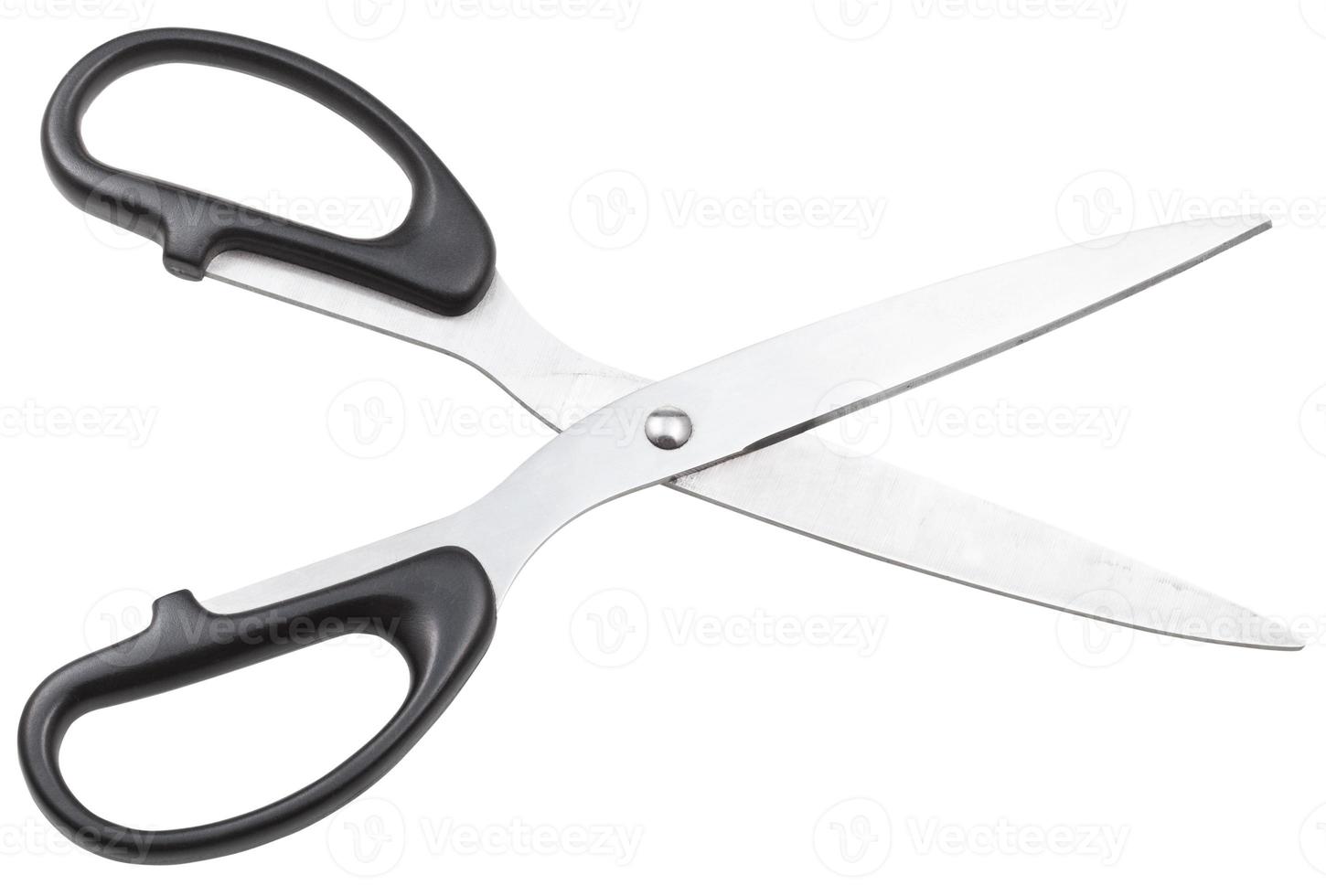 open scissors for paper with black handles photo