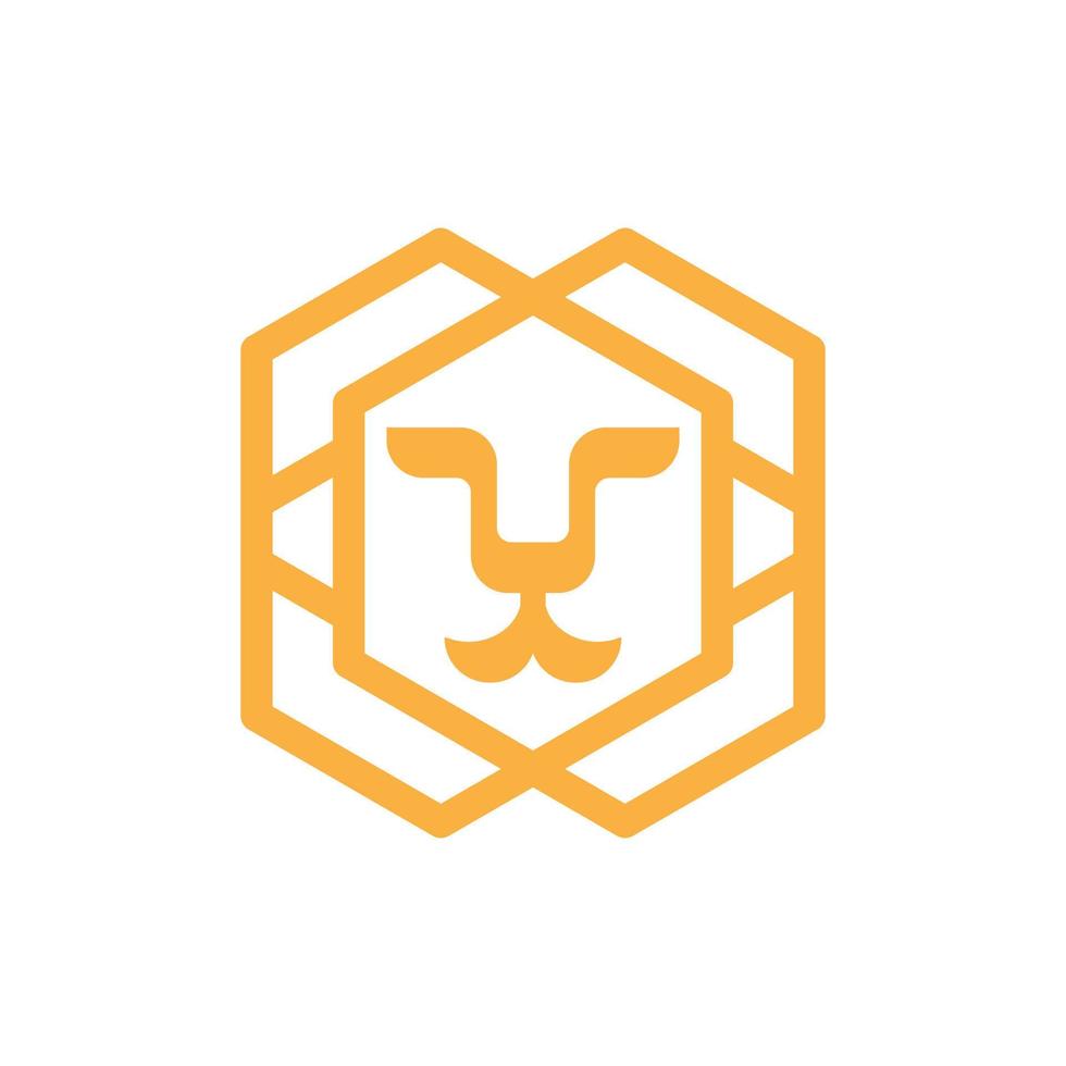 Lion Hexagon Modern Simple Logo vector