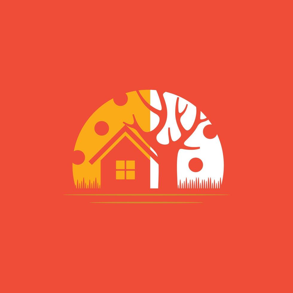 Home Tree Nature Illustration Creative Logo vector
