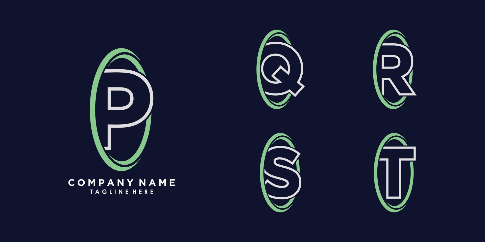 letra alfabeto pqrst logo diseño vector con icono círculo creativo