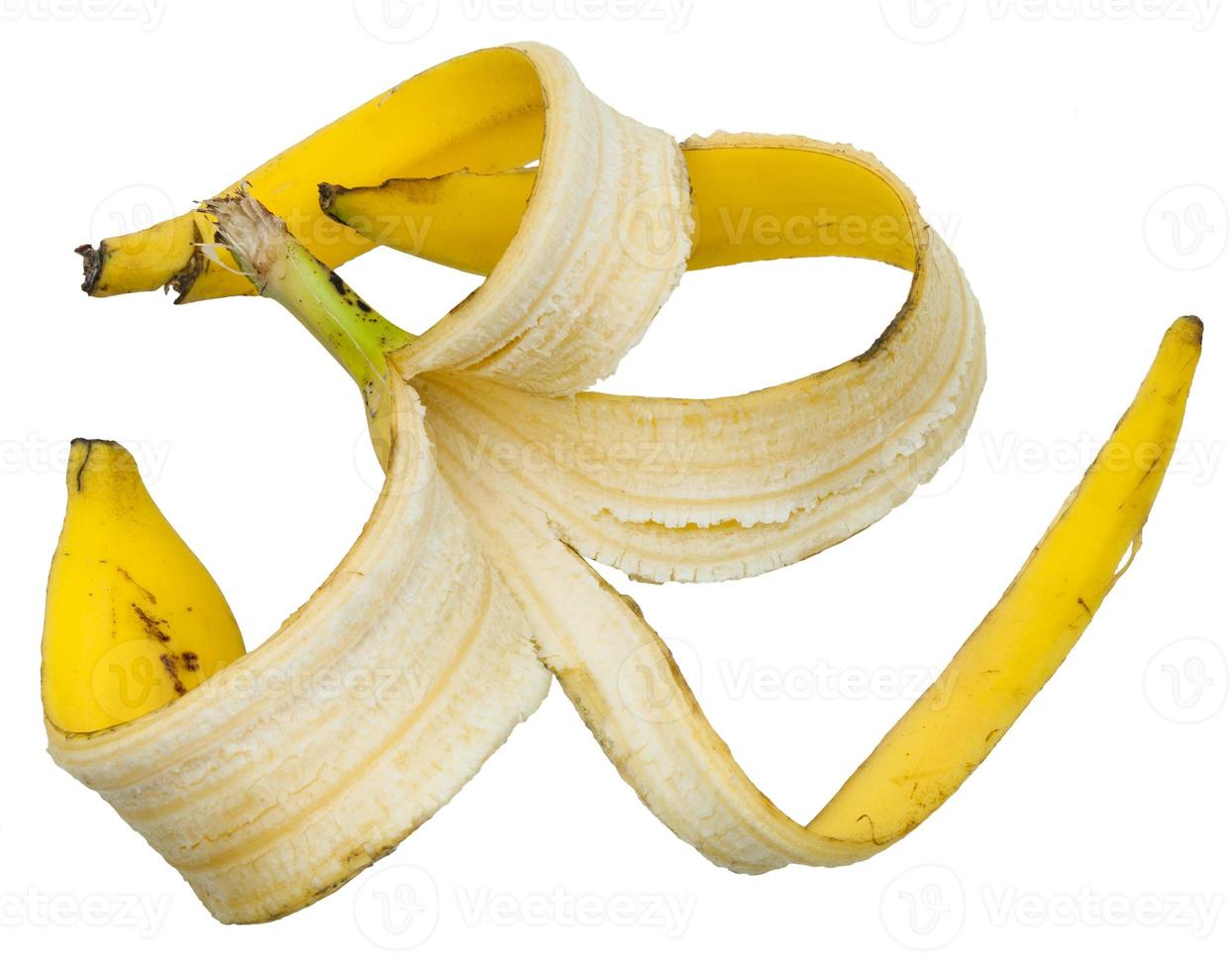 four peels of ripe banana isolated on white photo