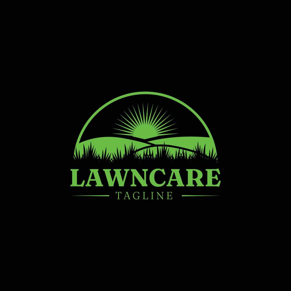 Lawn Care Logo Design With Dark Background vector