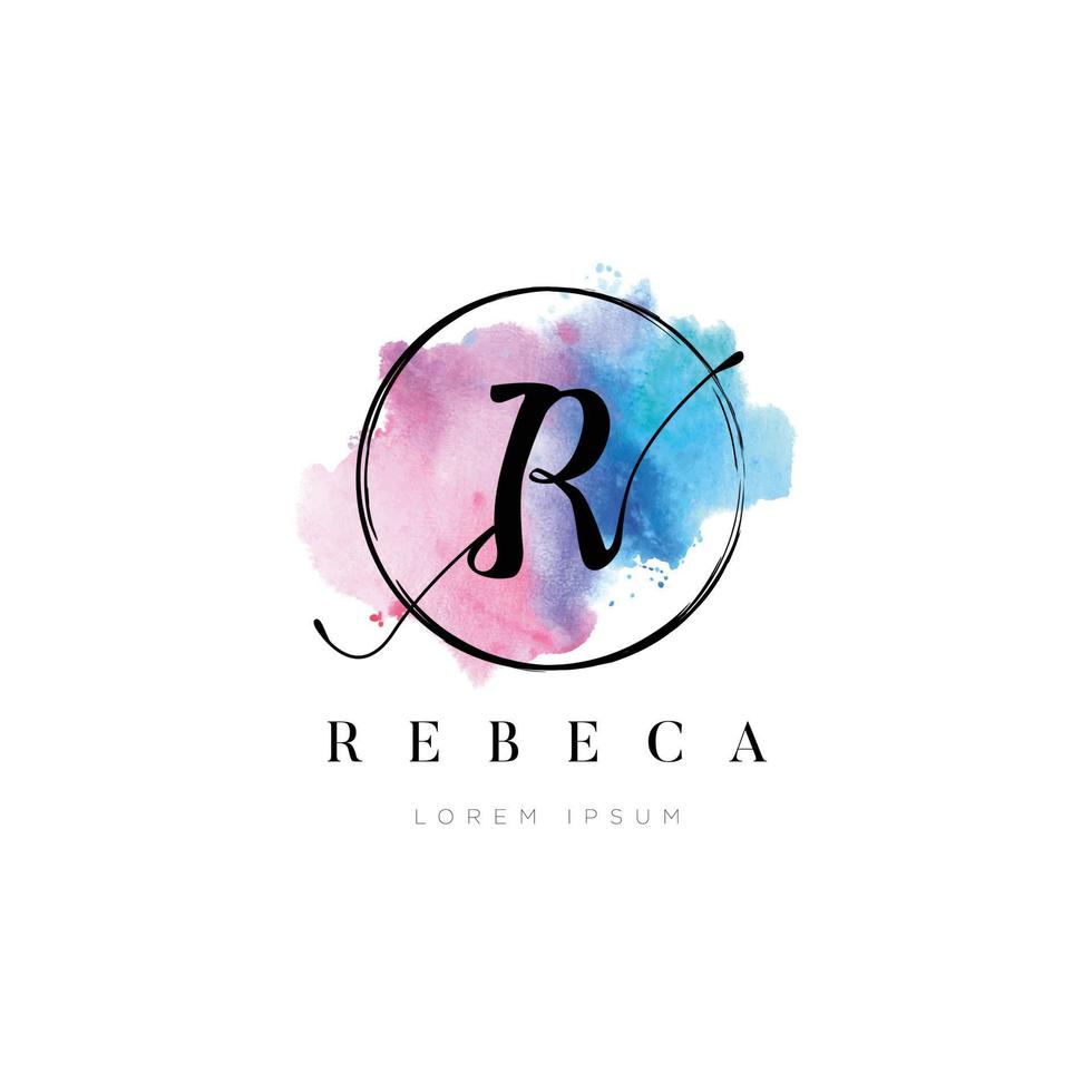 Simple Elegant Water Color Letter Type R Logo Sign Symbol Icon vector