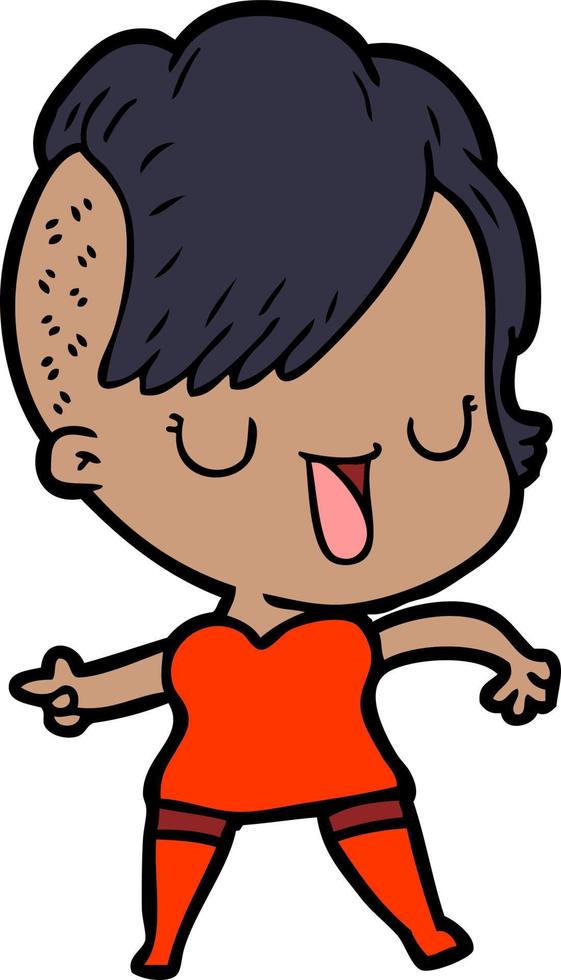 cute cartoon girl with hipster haircut vector