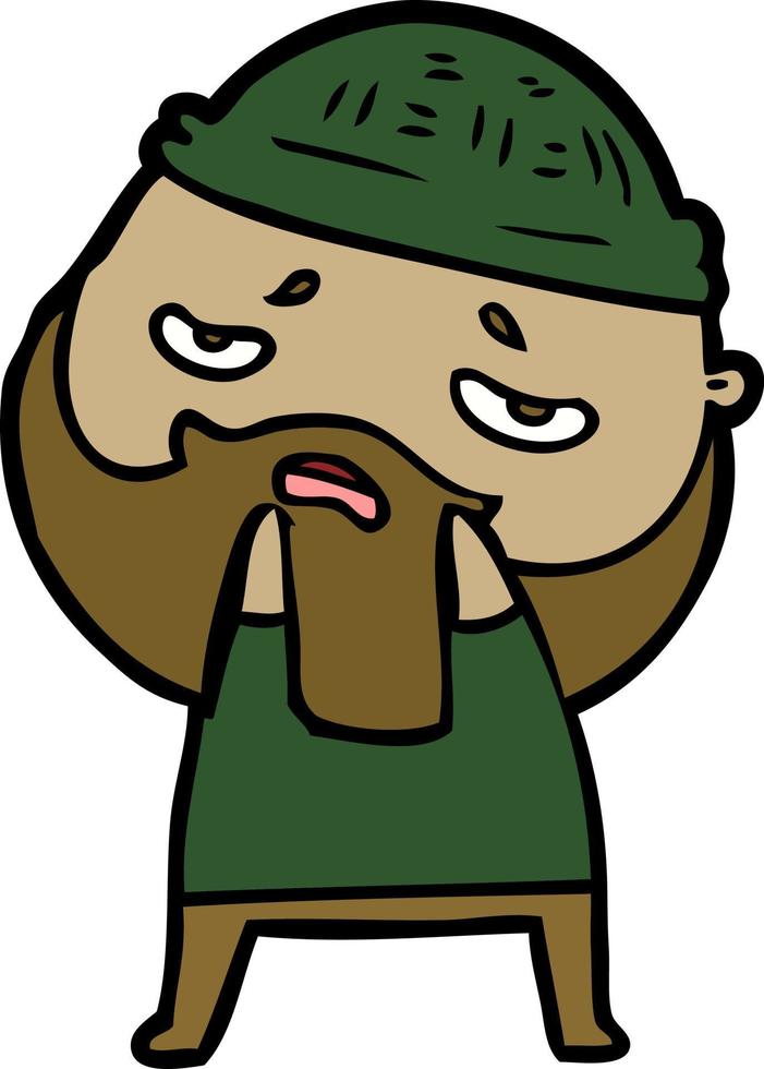 cartoon worried man with beard vector