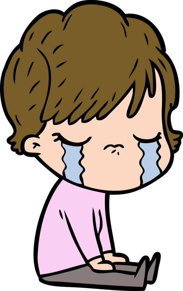 cartoon woman crying vector