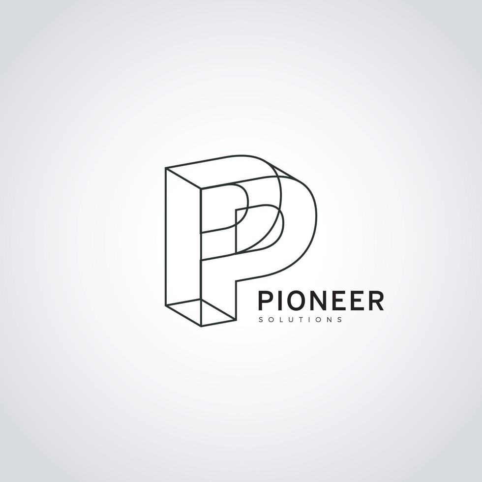 Line Art Lettering Logo Type P Sign Symbol Icon vector