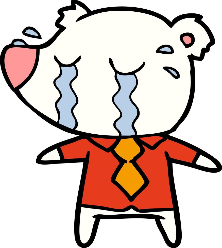 sad little polar bear cartoon vector