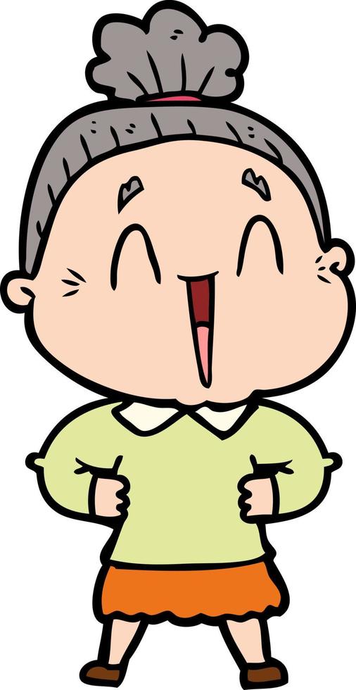 cartoon happy old lady vector