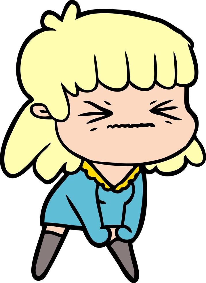 cartoon angry girl vector