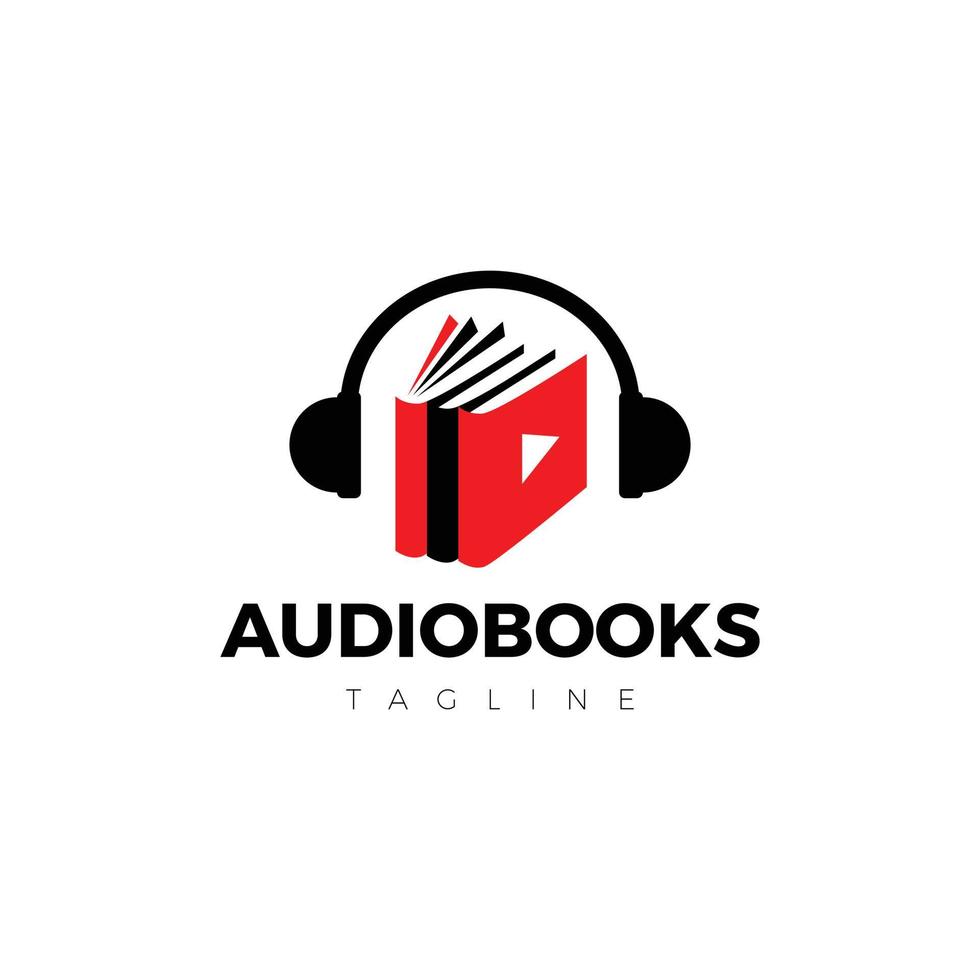 plantilla de diseño de logotipo de libro de audio simple vector