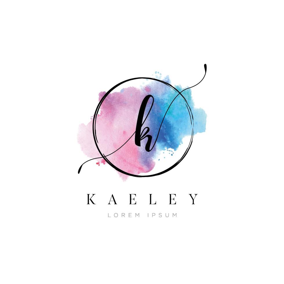 Simple Elegant Water Color Letter Type K Logo Sign Symbol Icon vector