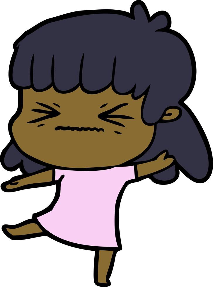 cartoon angry girl vector