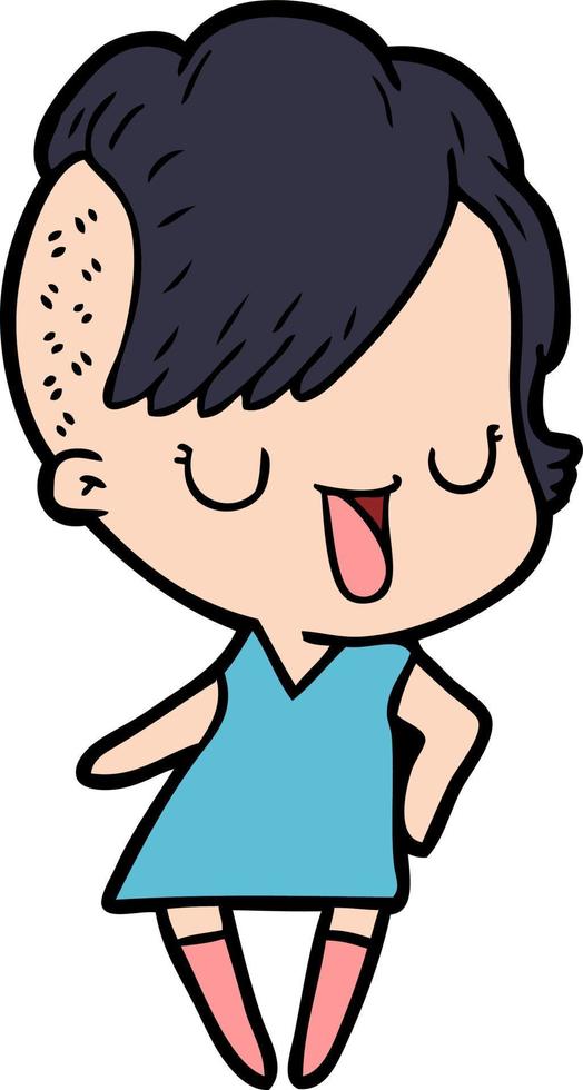 cute cartoon girl with hipster haircut vector