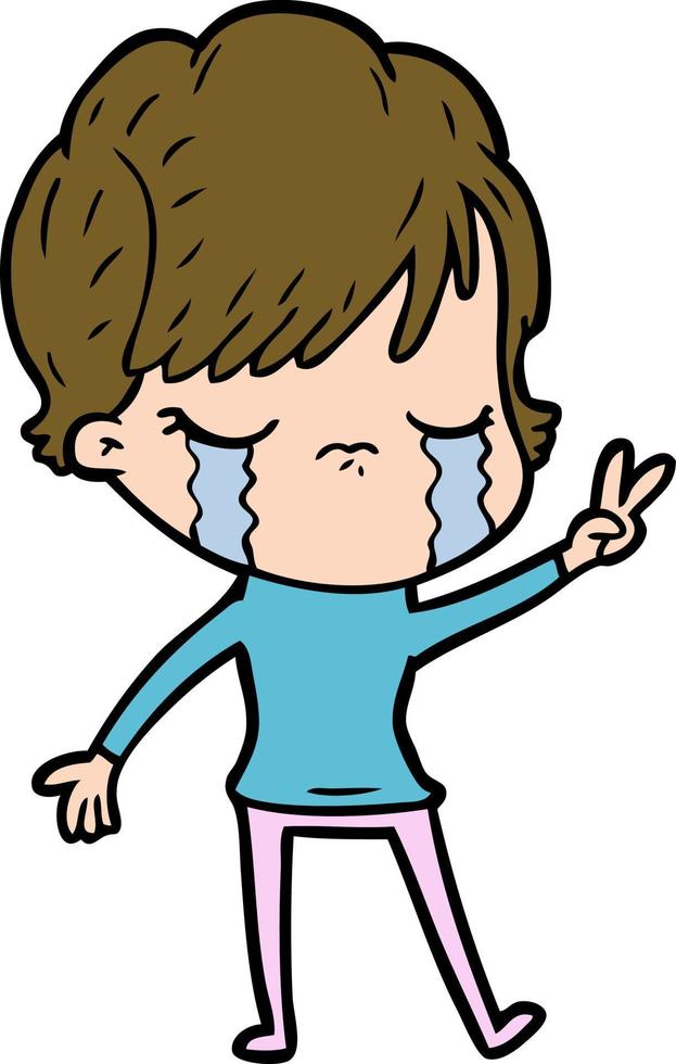 cartoon woman crying vector