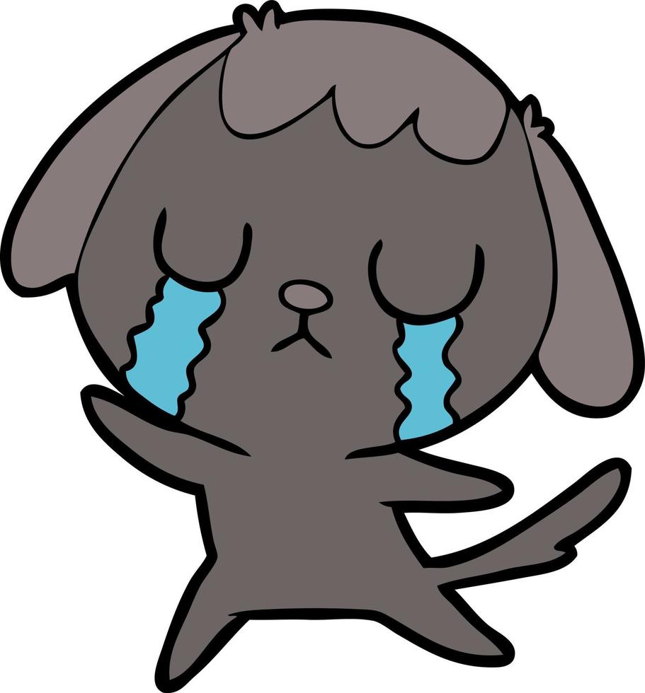 cute cartoon dog crying vector