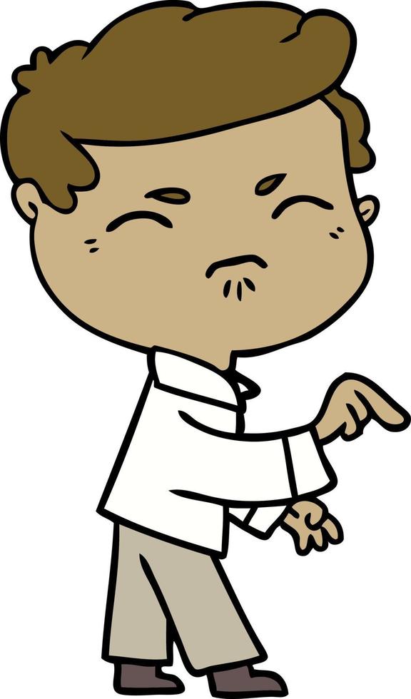 cartoon annoyed man pointing finger vector
