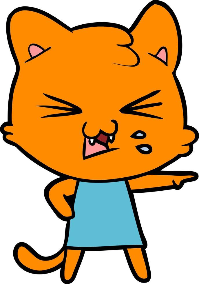 cartoon cat hissing vector