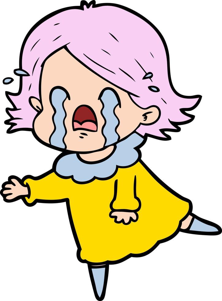 cartoon woman crying vector