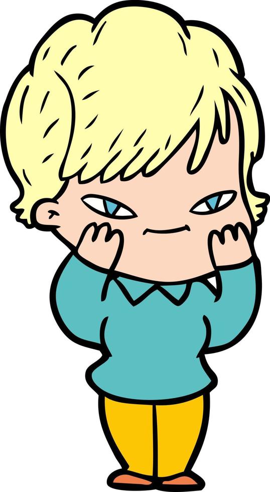 cartoon happy woman vector