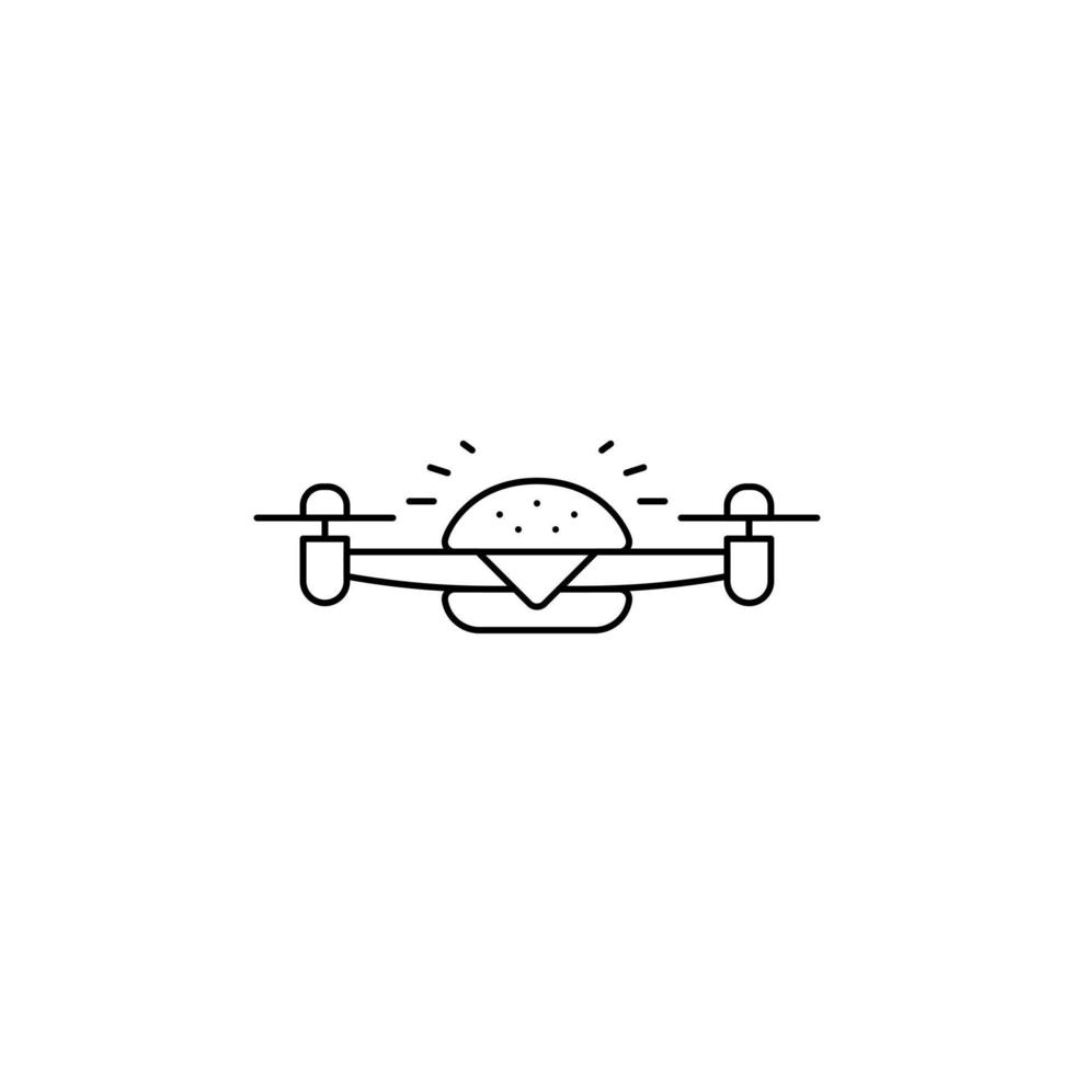 Online delivery icon line style with abstract drone burger vector