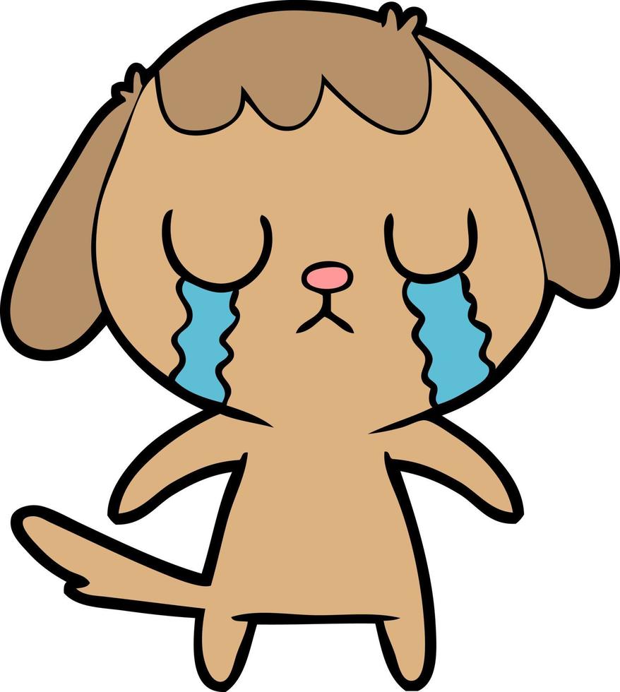 cute cartoon dog crying vector