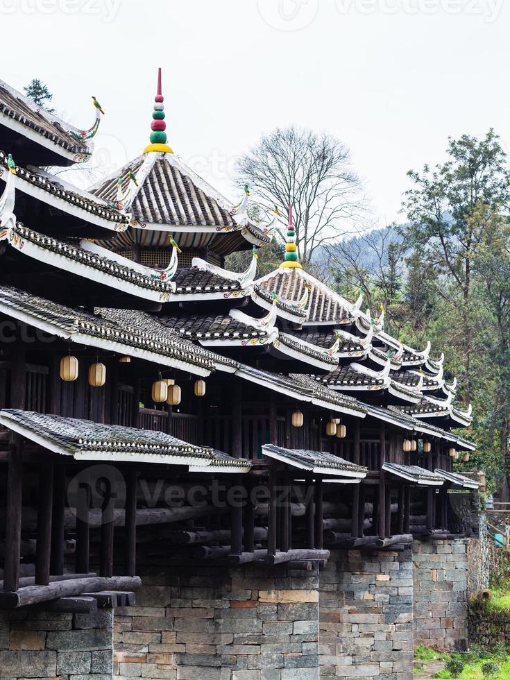 exterior of covered Chengyang Wind and Rain Bridge photo