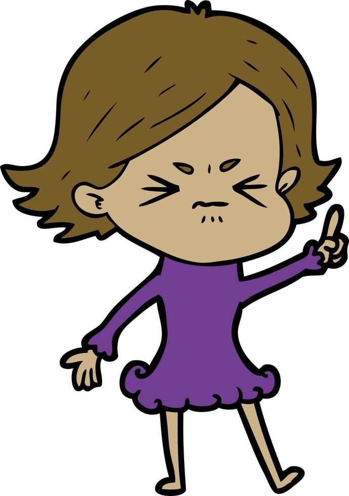 cartoon angry girl vector