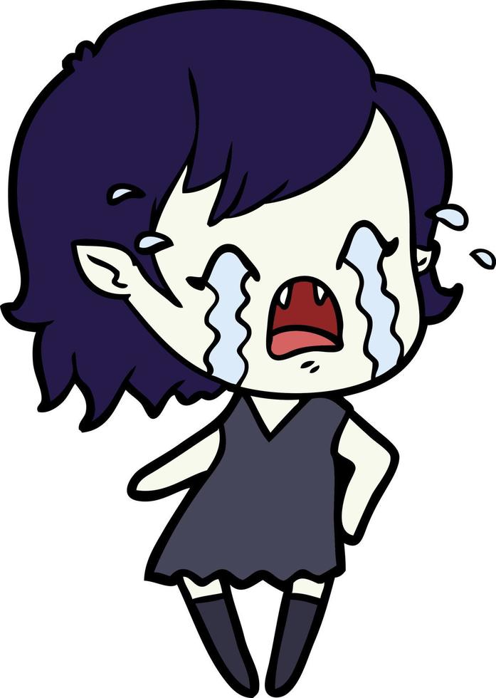 cartoon crying vampire girl vector