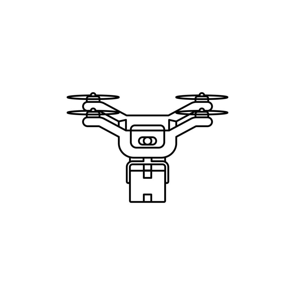 Online delivery icon line with air drone delivery box vector