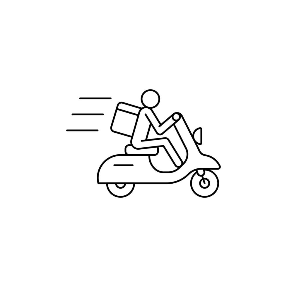 entrega en línea en el icono de línea de scooter para aplicaciones móviles vector